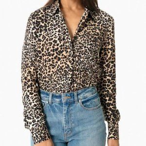 ROCHELLE BEHRENS LEOPARD CREPE BLOUSE